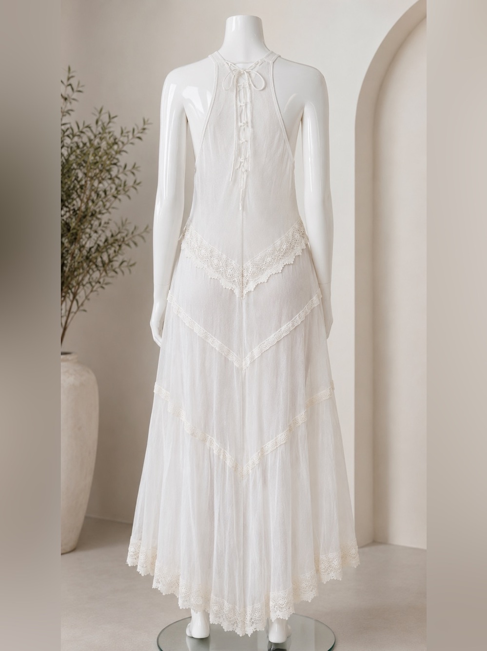 Free People White Perforated Lace Beach Cover-Up Maxi Dress - Picture 4 of 4